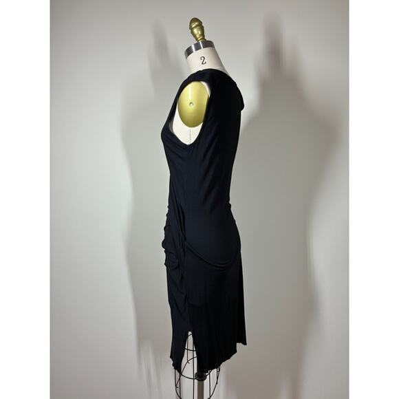 Allsaints Marilla Dress 8 Black Bodycon Ruched Thin Minimal Stretchy Gathered - Picture 8 of 16